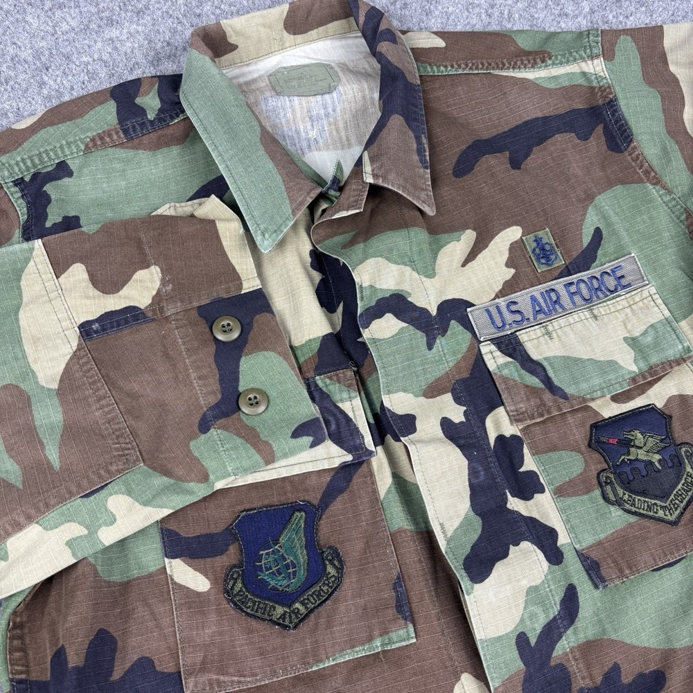 US Air Force Woodland Camo BDU Jacket Medium Short Military Combat Coat Uniforms